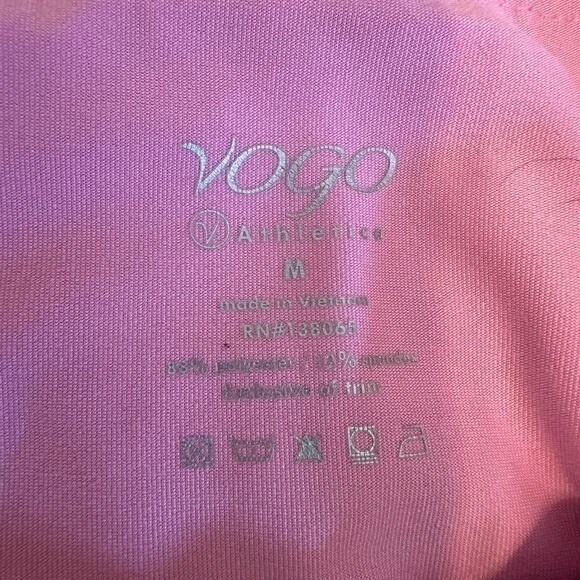 VOGO Pink Criss Cross Leggings & Bra Activewear Athletic Workout Cropped Pants - Picture 5 of 10